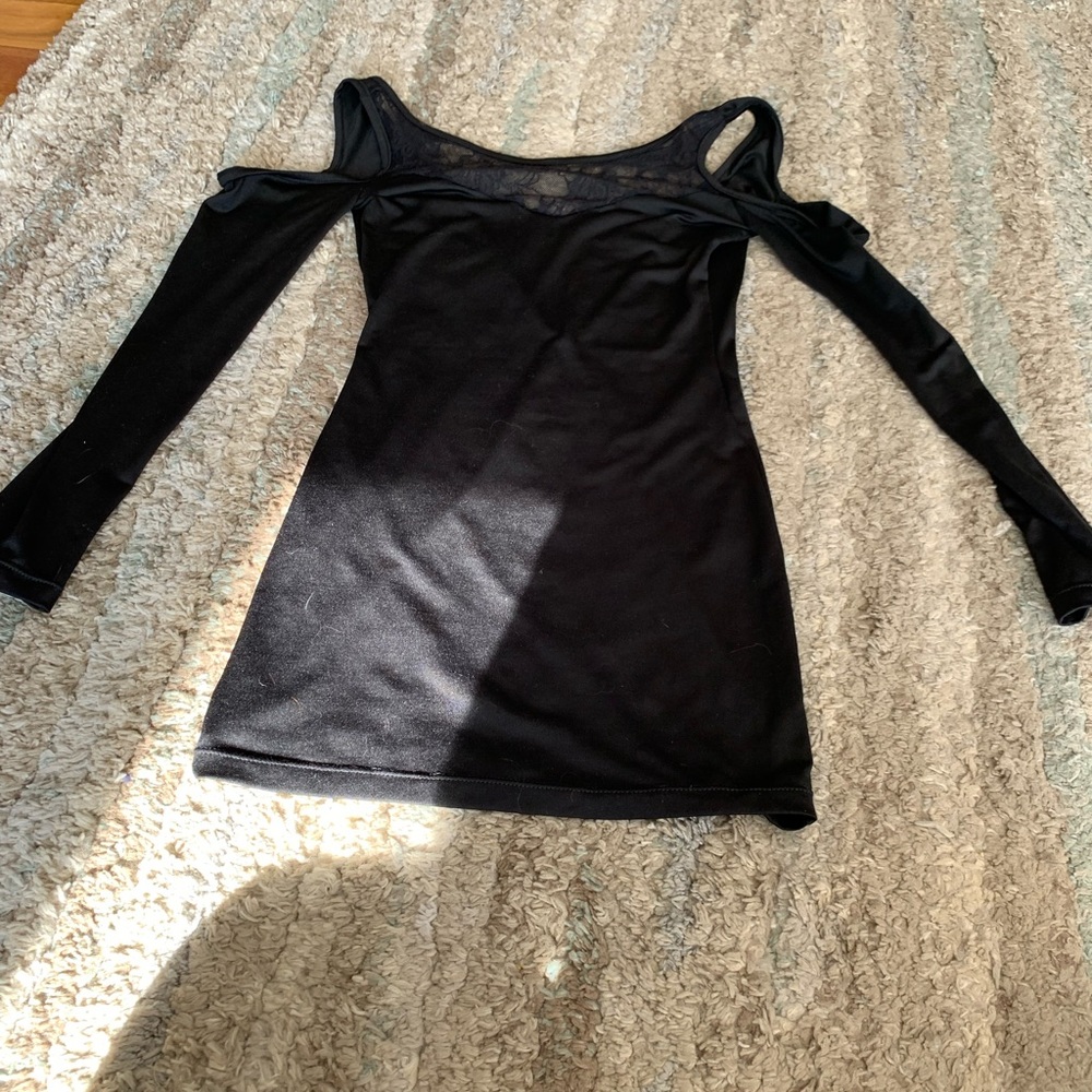 black dress. Small. Backless. Long sleeves. Lace